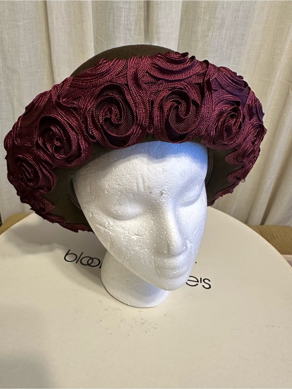 Eric Javits Burgundy Rose Trim Women's Hat